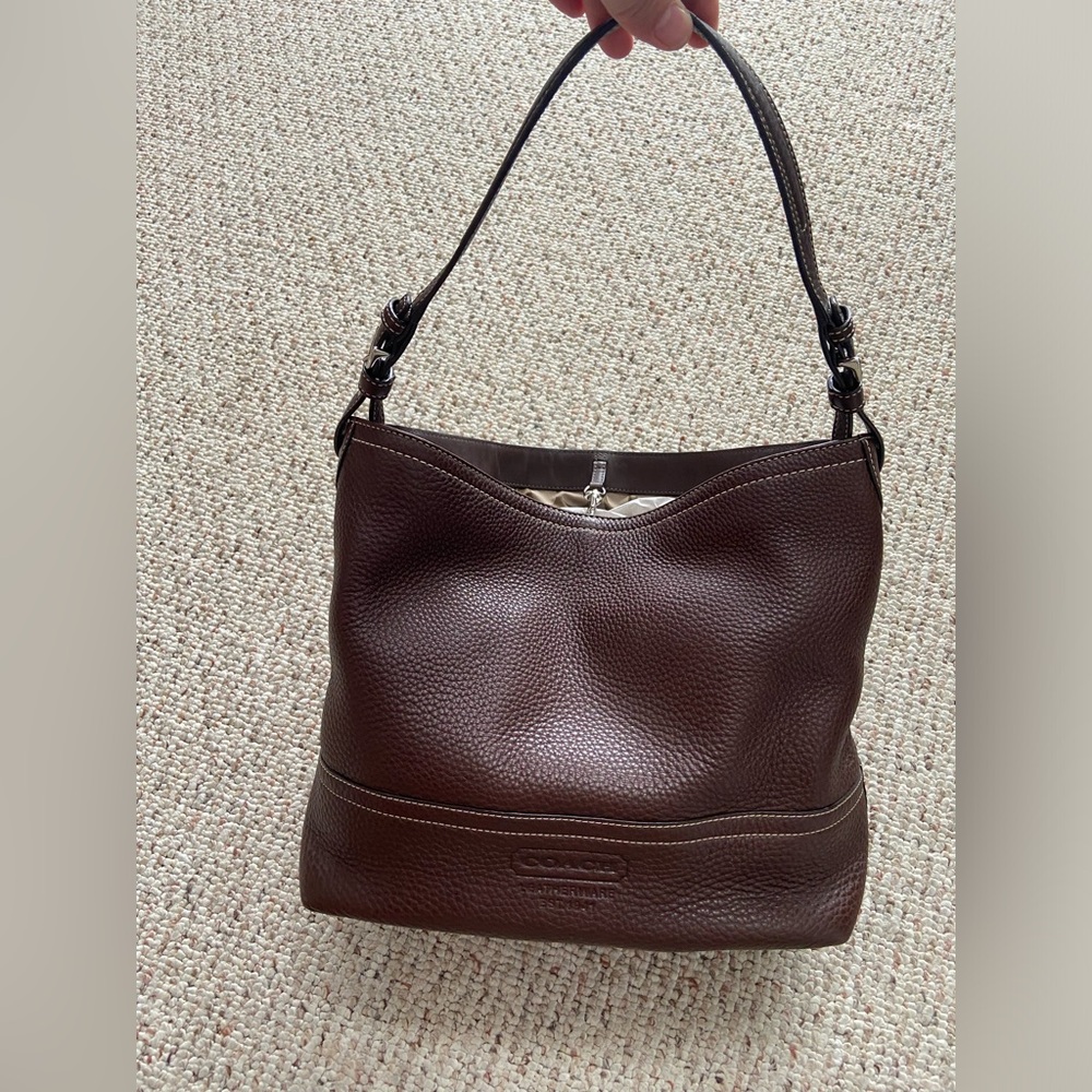 Coach brown leather tote bag